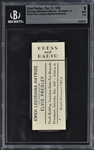December 15, 1956, Full 'Press and Radio” Ticket for Elvis Presley at the Louisiana State Fairgrounds in Shreveport - <strong>Beckett MINT 9</strong>