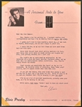 1956 11 x 14 Inch Elvis Presley Black and White Moss Photo Service Souvenir Photo and 1956 Fan Club Letter on Pictorial Letterhead (2)