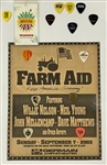 Farm Aid Stage-Acquired Guitar Picks from Neil Young, Wilie Nelson, John Mellencamp, Dave Mathews and Others Plus Working Crew Backstage Pass (14 Items)