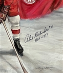 Doug West Original Painting of NHL Hall of Famer Alex Delvecchio - Signed by Delvecchio (BAS) 