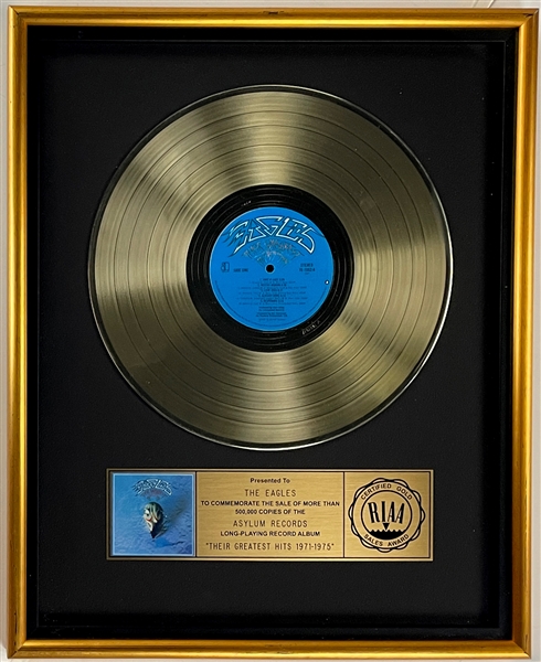 RIAA Gold Record Award for The Eagles 1976 LP <em>Their Greatest Hits (1971–1975)</em> - Certified in 1976