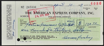 1959 Elvis Presley American Express Check Signed by Vernon Presley (BAS)
