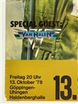 1978 Black Sabbath/Van Halen Concert Poster for October 13, 1978, Show in Uhingen, Germany 