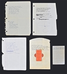 Axl Rose 1985 Handwritten Lyrics Collection (5 Different) Plus Early Guns & Roses Show Guest List and Other Documents