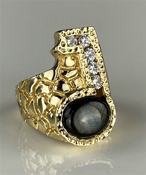Elvis Presley Owned "Musical Note" Black Star Sapphire, Diamond and Gold Ring - Acquired Backstage at His Final Las Vegas Concert on Dec. 12, 1976