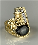 Elvis Presley Owned Musical Note Black Star Sapphire, Diamond and Gold Ring - Acquired Backstage at His Final Las Vegas Concert on Dec. 12, 1976
