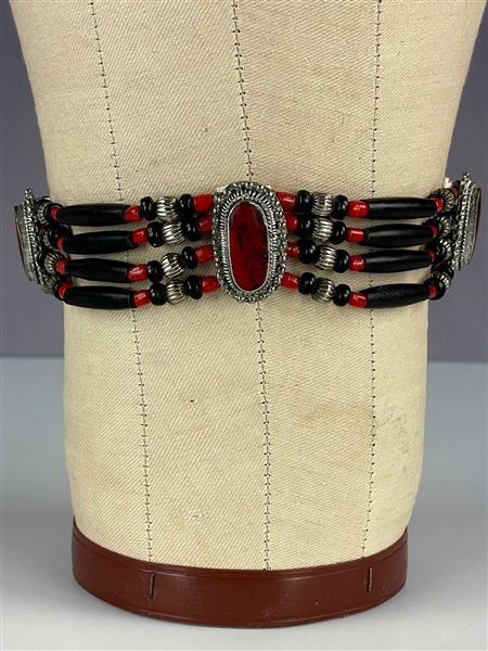 1975 Elvis Presley Stage-Worn Silver and Red Turquoise Native American Necklace - Give to Mary Sumner at the Las Vegas Hilton