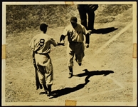 1940 Jimmie Foxx and Ted Williams Original News Service Photo – Ted Congratulates Foxx at the Plate After Homerun!!
