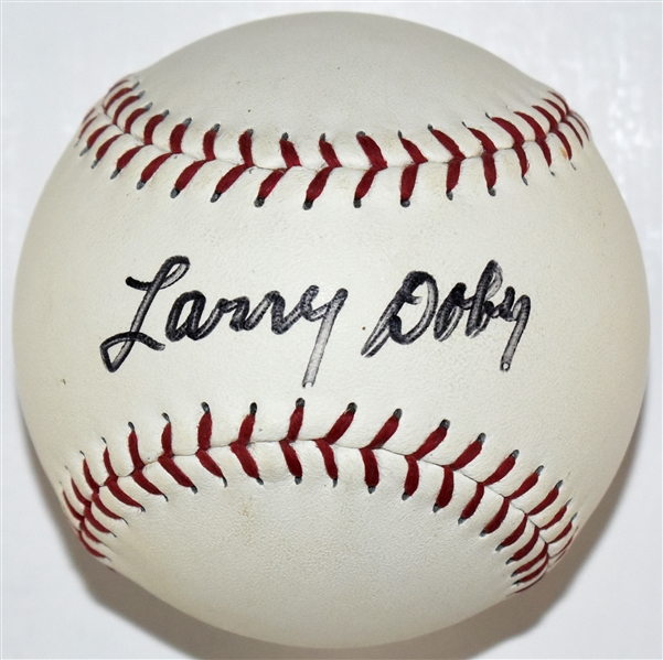 Larry Doby Single Signed 12-Inch Softball – A High Grade Unique Signed Item! (BAS)