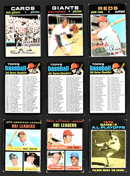 1971 Topps Large Group of 485 with Some Duplication – Includes Gibson, Marichal and Rose