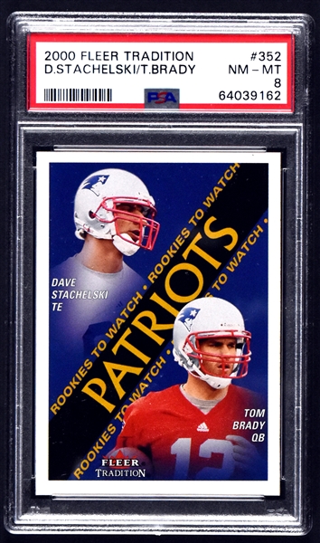 2000 Fleer Football Complete Set (396) Including #352 Tom Brady Rookie Card PSA NM-MT 8