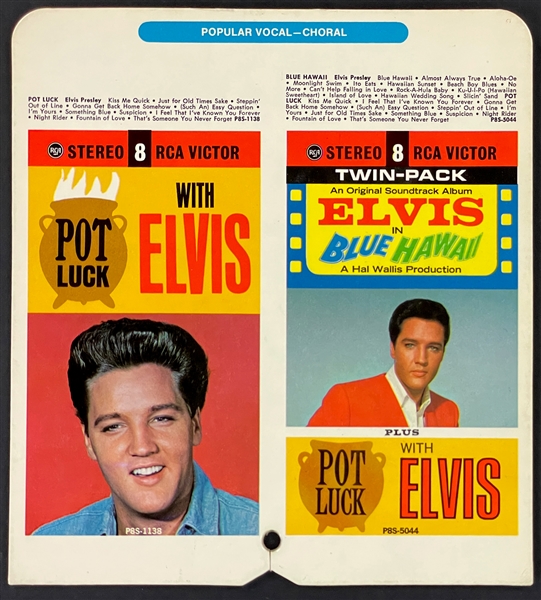 1965 Elvis Presley RCA 8-Track Record Store Rack Divider Promoting <em>Pot Luck</em> and <em>Blue Hawaii</em>