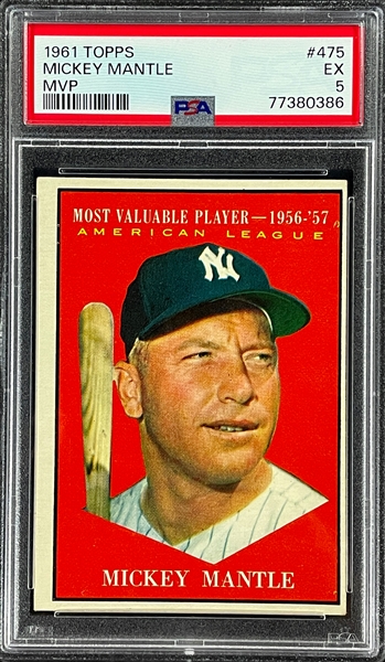 1961 Topps #475 Mickey Mantle MVP - PSA EX 5