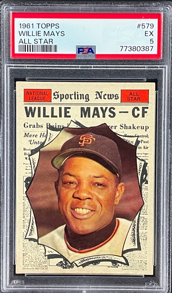 1961 Topps #579 Willie Mays All Star - PSA EX 5