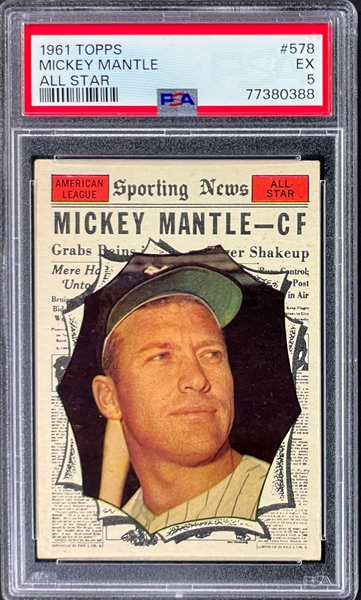 1961 Topps #578 Mickey Mantle All Star - PSA EX 5