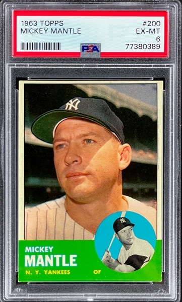 1963 Topps #200 Mickey Mantle - PSA EX-MT 6