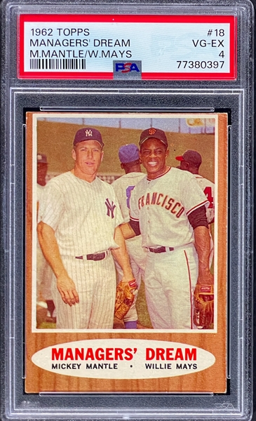 1962 Topps #18 Managers Dream Mantle/Mays - PSA VG-EX 4