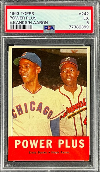 1963 Topps #242 Power Plus Banks/Aaron - PSA EX 5