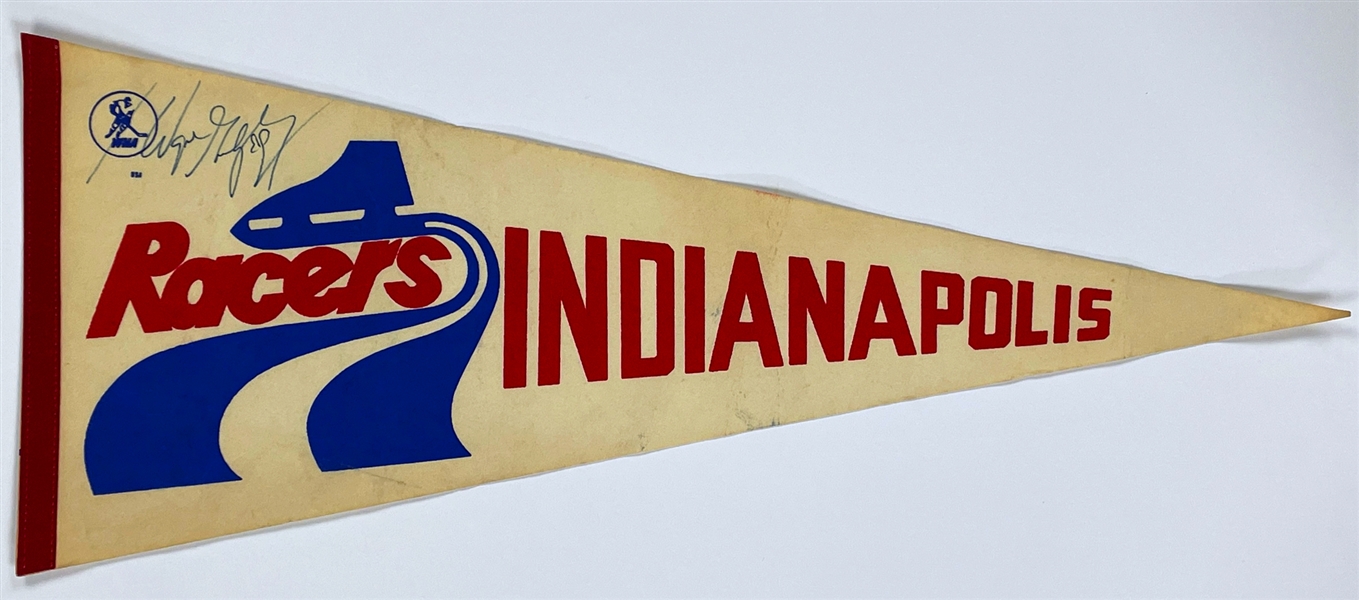 1978 Wayne Gretzky Signed Indianapolis Racers Pennant - HIS FIRST PRO TEAM! (BAS)