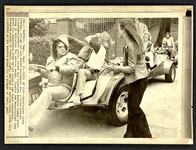 1971 Elvis Presley News Service Wire Photo Taken September 15, 1975, On His Three Wheeled Motorcycle at The Graceland Gates