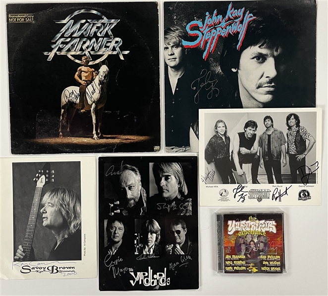 Classic Rock Signed Collection of Six LPs and Photos with John Kay, Mark Farner, The Yardbirds and Others (BAS)