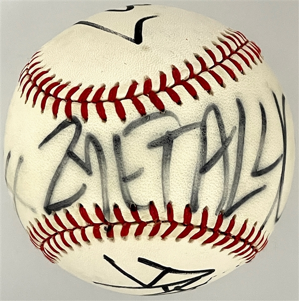Incredible! Metallica Band-Signed Baseball - James Hetfield, Lars Ulrich, Jason Newsted and Kirk Hammett (BAS)