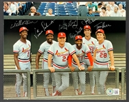 1985 National League Champion St. Louis Cardinals Signed 8x10 - Smith, Coleman, McGee, Clark, Herr and Herzog (BAS)