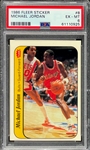 1986 Fleer Basketball Stickers Complete Set (11) Including #8 Michael Jordan PSA EX-MT 6