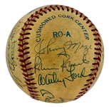 Hall of Famers Signed Baseball (20 Signatures) with Joe DiMaggio and Mickey Mantle (BAS)