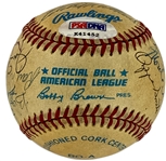 Hall of Famers Signed Baseball (20 Signatures) with Joe DiMaggio and Mickey Mantle (BAS)