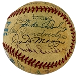 Hall of Famers Signed Baseball (20 Signatures) with Joe DiMaggio and Mickey Mantle (BAS)