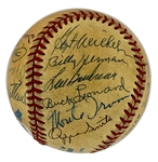 Hall of Famers Signed Baseball (20 Signatures) with Joe DiMaggio and Mickey Mantle (BAS)
