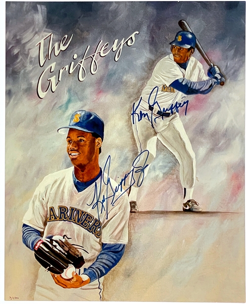 "The Griffeys" Signed 16x20 Limited Edition Photo (7/1500) - Ken Griffey Jr. and Sr.! (BAS)