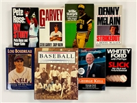 Baseball Hall of Famers and Superstars SIgned Book Collection of Eight Incl. Whitey Ford, Pete Rose, Wilie Stargell and Others (BAS)