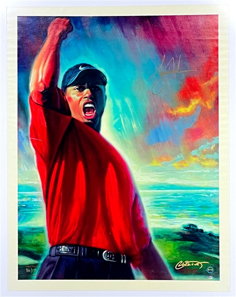 Tiger Woods Signed 30x40 Upper Deck Limited Edition Giclee (86/175) - "Tiger Roars"