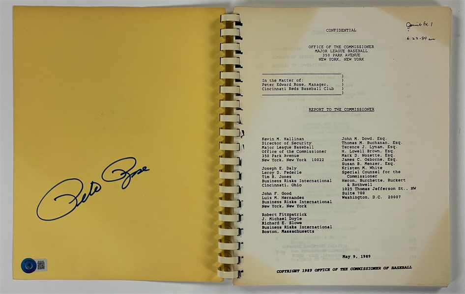 Pete Rose Signed Copy of "The Dowd Report"