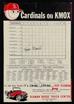 Roger Maris Signed 1967 Cardinals Scorecard Also Signed by Ken Boyer, Ed Kranepool and Del Shannon (BAS)