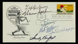 1969 Baseball 100th Anniv. FDC Signed by Joe DiMaggio, Sandy Koufax and four Others (BAS)