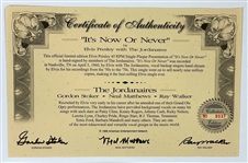 The Jordanaires Signed It's Now Or Never Limited Edition Display - Elvis Presley's Backup Signers