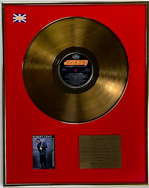 BPI Gold Record Award for Robert Crays 1986 LP <em>Strong Persuader</em>