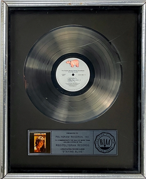RIAA Platinum Record Award for <em>Staying Alive</em> Soundtrack LP