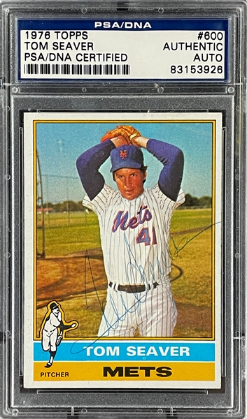 Tom Seaver Signed 1976 Topps #600 Card PSA/DNA Encapsulated
