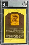 Casey Stengel Signed Yellow Hall of Fame Plaque Postcard - Encapsulated by Beckett Authentication