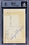 Casey Stengel Signed Yellow Hall of Fame Plaque Postcard - Encapsulated by Beckett Authentication