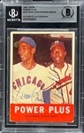 Hank Aaron and Ernie Banks Signed 1963 Topps Card #242 Power Plus (BAS)