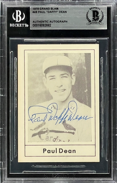 Paul Dean Signed 1978 Grand Slam Card #48 (BAS)