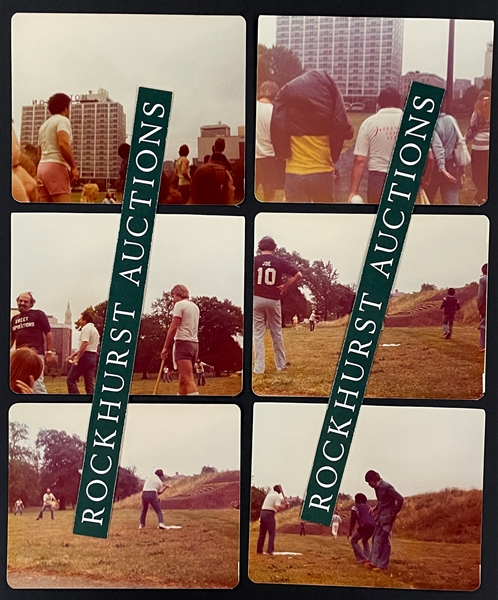 1976 Group of 19 Photos of Elvis Presleys Band and Entourage Playing Softball on Tour in Hartford, CT