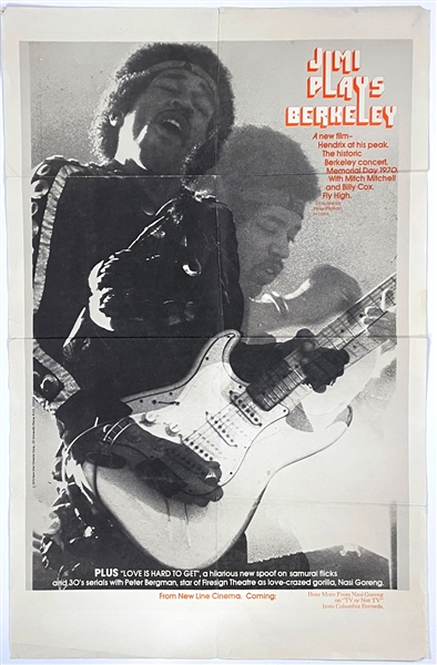 1973 <em>Jimi Plays Berkely</em> Movie Poster - Rare Piece!