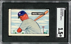1951 Bowman #253 Mickey Mantle Rookie Card - SGC 1.5