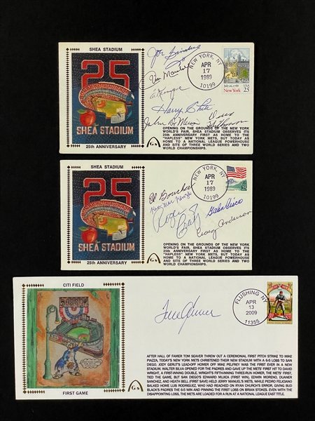 Trio of 1969 New York Mets Signed First Day Covers Incl. Tom Seaver (BAS)